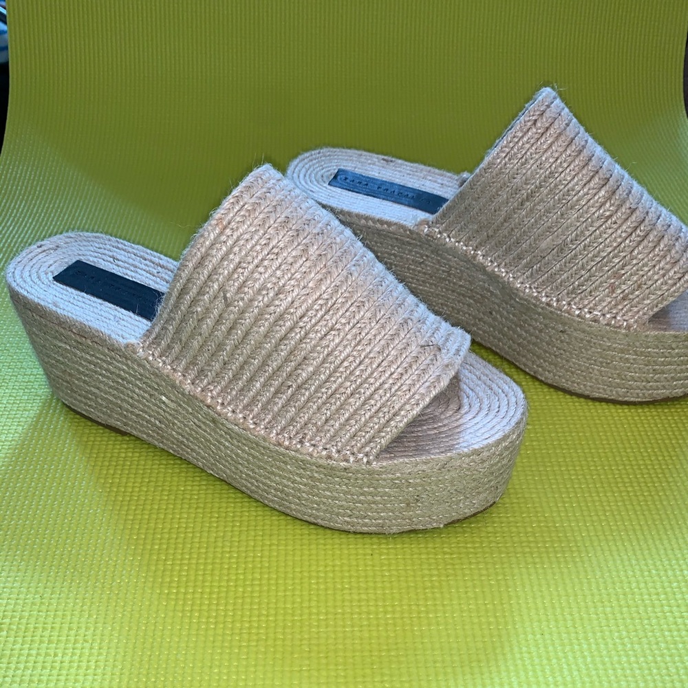 Zara jute raffia straw wicker wedges